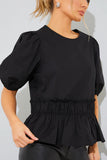Cotton Frill Peplum Blouse