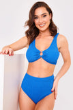 Controlled Textured Crinkle High Leg Bikini Bottoms