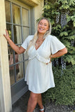 Linen Frill Detail Smock Dress