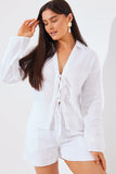 Tie Front Cotton Co-Ord Shirt