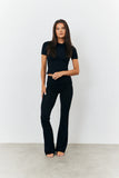 Sculpting Fold Over Waistband Flare Leg Trouser