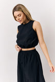 Black Balloon Co-Ord Crop Top