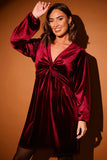 Velvet Twist Front Skater Dress