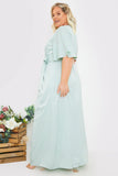 Satin Flutter Sleeve Tie Waist Wrap Dress