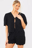 Broderie Tie Front Co-Ord Top