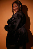 Velvet Blouson Sleeve Blouse