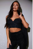 Black Structured Lace Crop Top