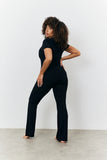 Sculpting Short Sleeve Wide Leg Jumpsuit