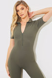 Built-In Bra Half Zip Short Sleeve Sculpt and Control Unitard