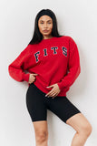 Red Fits Crew Neck Embroidered Sweatshirt