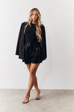 Black Sequin Boxy Shorts