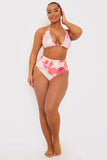 Floral Print Frill Triangle Bikini Top