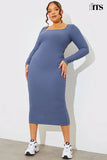 Scoop Neck Rib Midaxi Dress