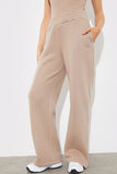 Jersey Embroidered Crossover Wide Leg Seam Front Jogger