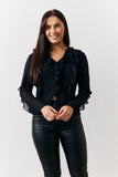 Black Ruffle Chiffon Blouse