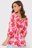 Floral Print Puff Sleeve Blouse
