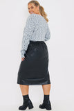 Leather Look Side Split Midi Skirt