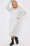 Collared Brushed Rib Midi Dress