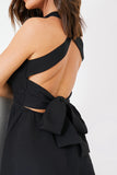 Shirred Cross Back Skater Dress