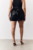 Black Sequin Boxy Shorts