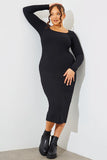 Scoop Neck Rib Midaxi Dress
