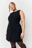 Black Tailored Button Through Mini Dress
