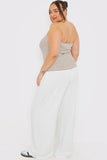 Linen Look Wide Leg Trousers