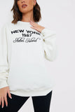 New York Embroidered Oversized Sweater