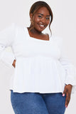 Shirred Square Neck Blouse