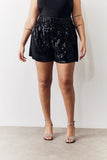 Black Sequin Boxy Shorts