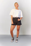 Black Denim Paper Bag Shorts