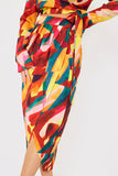 Wrap Front Midi Skirt