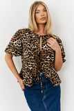 Leopard Tie Up Blouse