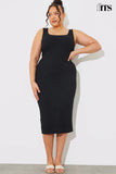Recycled Ribbed Scoop Neck Midi Dress