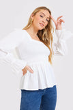 Shirred Square Neck Blouse