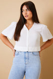 Linen Look Trim Detail Top