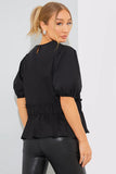 Cotton Frill Peplum Blouse