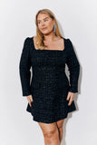 Black Tweed Fit and Flare Mini Dress