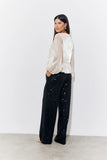 Black Sequin Wide Leg Trouser