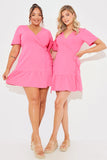 Short Sleeve Wrap Swing Dress