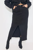 Washed Split Detail Denim Maxi Skirt