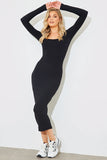 Scoop Neck Rib Midaxi Dress