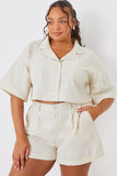 Linen Look Cropped Co-Ord Boxy Shirt