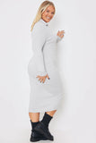 Collared Brushed Rib Midi Dress