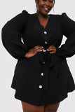 Balloon Sleeve Button Down Mini Dress