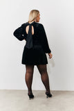 Black Bow Back Velour Mini Dress