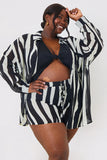 Zebra Print Button up Chiffon Co-Ord Beach Shirt