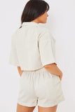 Linen Look Cropped Co-Ord Boxy Shirt