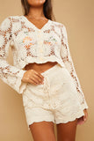 Floral Detail Knit Co-Ord Short