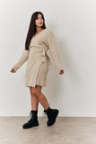 Belted Knit Wrap Mini Dress